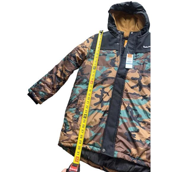 Timberland Boys Kids Puffer Coat Full Zip Hooded Jacket Sz XL 18-20 Camouflage - Picture 2 of 5